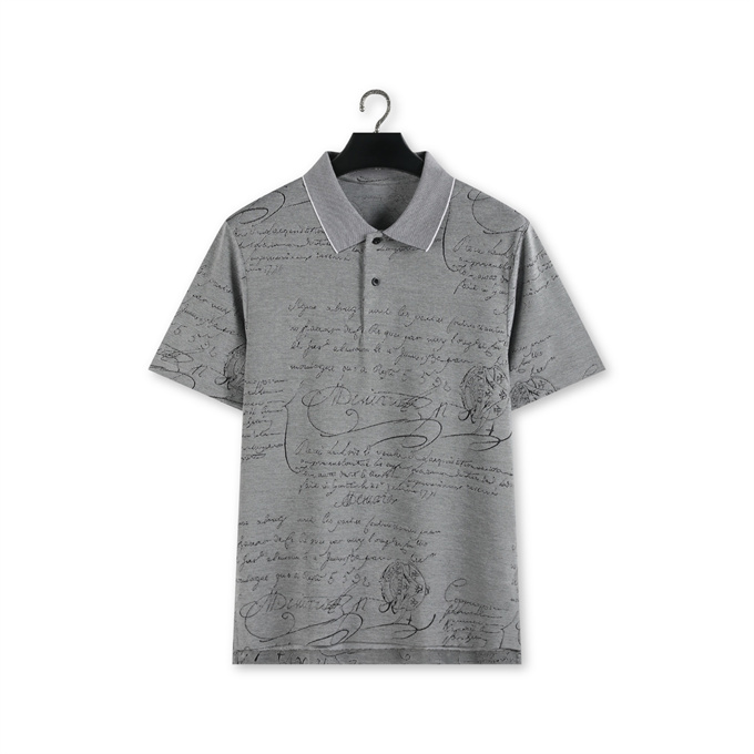 brunello cucinelli script jacquard knit polo shirt
